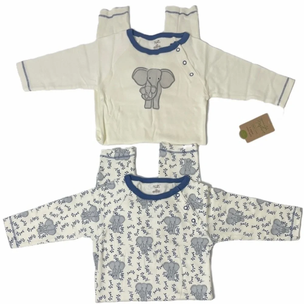 Organic Cotton One Piece Outfits Happy Elephant Luxury Infant Clothes 2 Pc Set